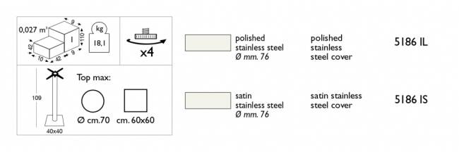 Подстолье металлическое барное Tiffany сатинированный стальной 400х400х1090 мм