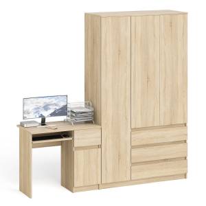 Компьютерный стол с тумбой с дверкой и ящиком правый и шкаф-комод Мори МШ1200-1 цвет дуб сонома