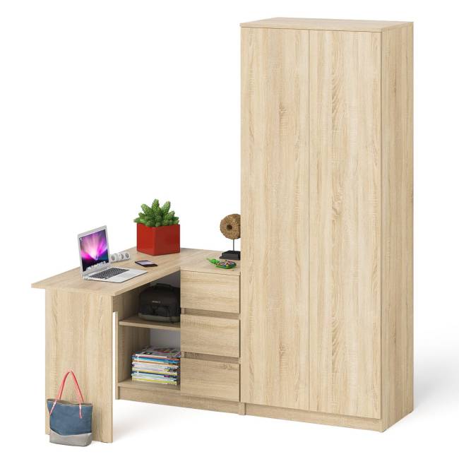 Шкаф Мори МШ-800 две дверки и стол компьютерный угловой МС-16 правый цвет дуб сонома