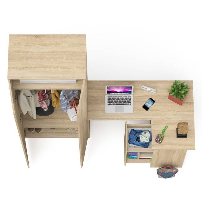 Шкаф Мори МШ-800 две дверки и стол компьютерный угловой МС-16 правый цвет дуб сонома