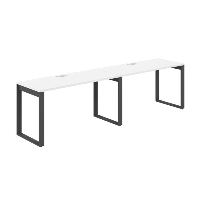 AG.172.WH.L.72.AN / Рабочая станция s-b-s 2800х600х750 / профиль О-образный: 70х20 антрацит; лючок: серебро; столешница: белый