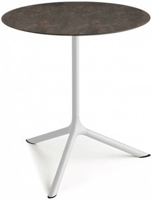 Стол ламинированный обеденный Tripe Maxi белый, кортен Ø800х740 мм