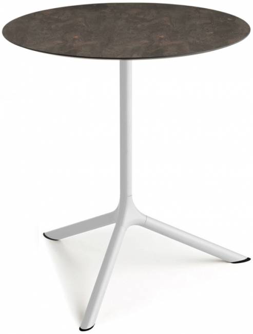 Стол ламинированный обеденный Tripe Maxi белый, кортен Ø800х740 мм
