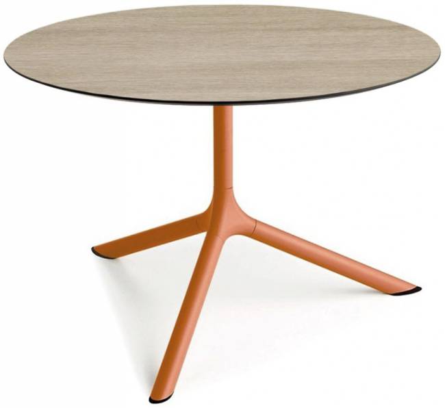 Столик ламинированный кофейный Tripe Maxi терракотовый, состаренный дуб тортора Ø800х510 мм