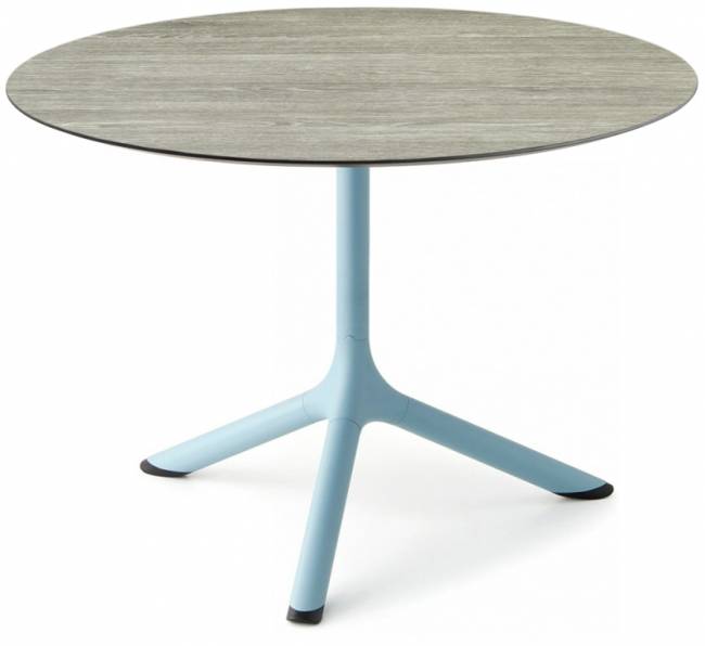 Столик ламинированный кофейный Tripe голубой, состаренный серый дуб Ø700х510 мм