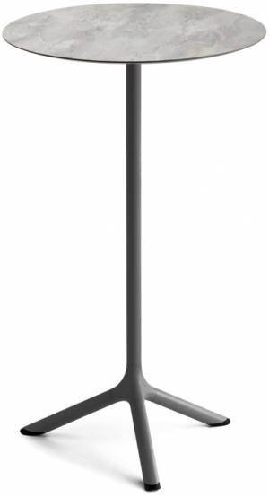 Стол ламинированный барный Tripe антрацит, каменный Ø600х1100 мм