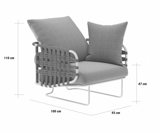 Кресло плетеное мягкое Nido белый, 14, 6/10, 1/5, 6/5 930х1000х1100 мм
