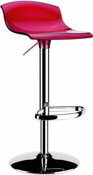 Стул прозрачный барный Aria красный 440х480х730-930 мм