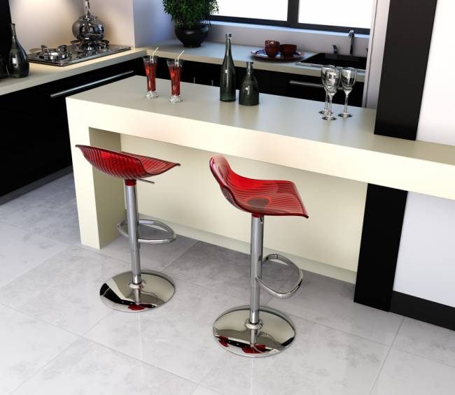 Стул прозрачный барный Aria красный 440х480х730-930 мм Стул прозрачный барный Aria красный 440х480х730-930 мм