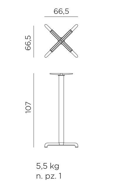 Подстолье металлическое барное Calice Alu High антрацит 480х480х1070 мм
