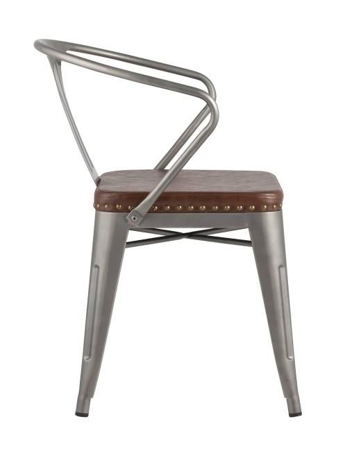 Стул TOLIX ARMS SOFT с подлокотниками серебристый