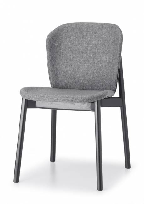 Стул деревянный с обивкой Natural Finn черный ясень, серый 490х540х790 мм