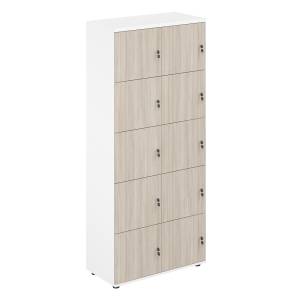SG.820.WH.OL / Локер 10 ячеек 800х400х1866 / корпус: белый; фасады: дуб светлый