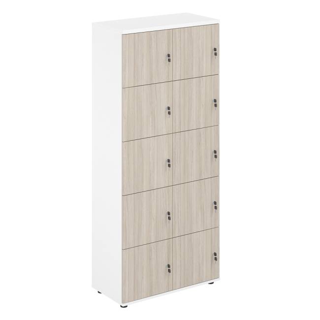 SG.820.WH.OL / Локер 10 ячеек 800х400х1866 / корпус: белый; фасады: дуб светлый
