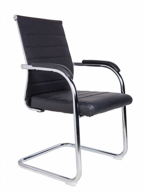 Кресло офисное / Авалон CF / хром / черная экокожа