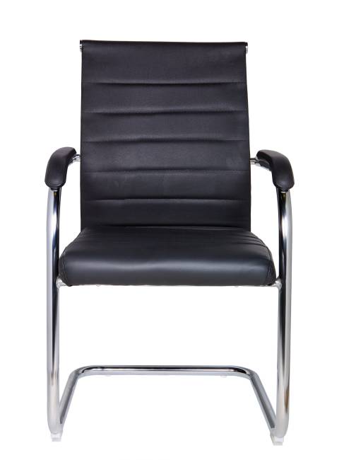 Кресло офисное / Авалон CF / хром / черная экокожа