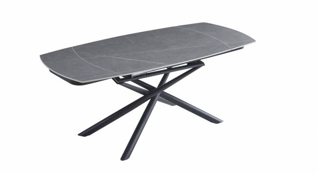 Стол керамический Town 120-180*85*76 c автоматическим поворотным механизмом,серый матовый/опора черный металл