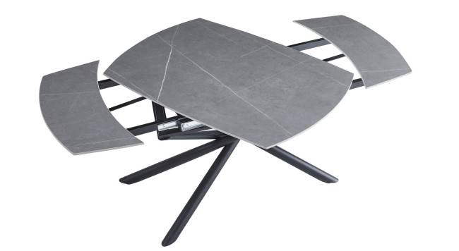 Стол керамический Town 120-180*85*76 c автоматическим поворотным механизмом,серый матовый/опора черный металл