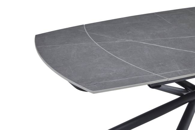 Стол керамический Town 120-180*85*76 c автоматическим поворотным механизмом,серый матовый/опора черный металл