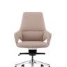 Кресло офисное / Шопен LB / бежевая кожа / алюминий крестовина