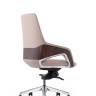 Кресло офисное / Шопен LB / бежевая кожа / алюминий крестовина