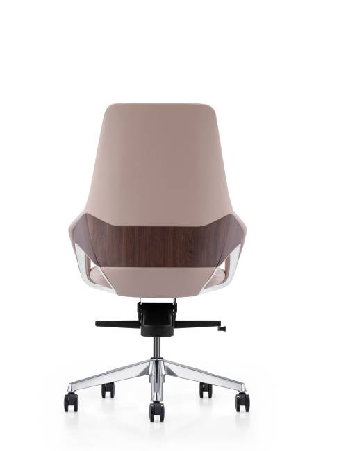 Кресло офисное / Шопен LB / бежевая кожа / алюминий крестовина