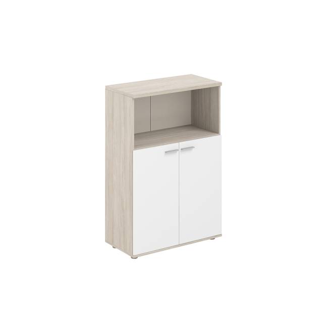 SG.843.OL.WH / Шкаф средний с нишей 800х400х1200, 2-х дв., з.ст HDF / корпус: дуб светлый; фасады: белый