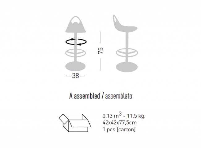 Стул пластиковый барный Snack AV 400х400х750 мм