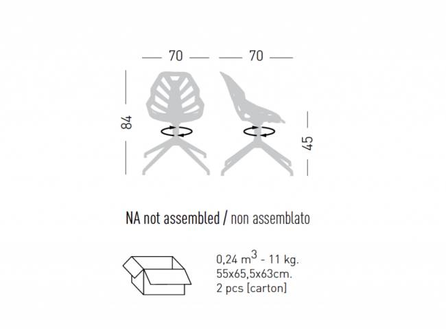 Стул офисный пластиковый Ninja L белый 700х700х840 мм