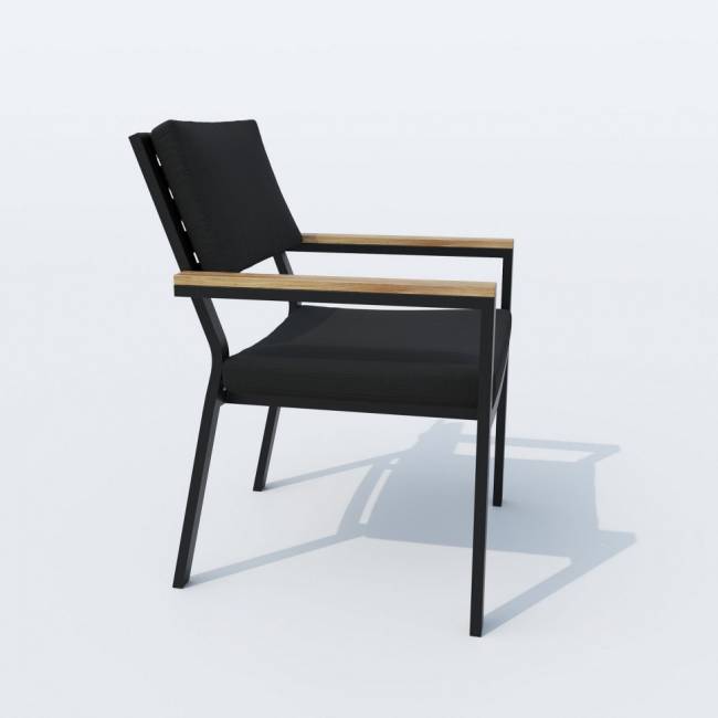 Обеденная группа CANA  BONTA  каркас карбон / стол стекло 180 / ткань черная