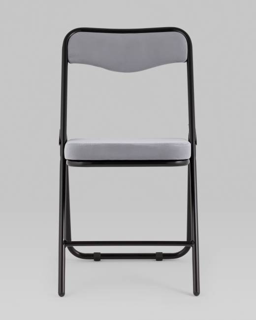 Складной стул Джонни велюр серый каркас черный матовый