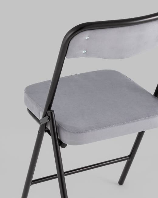 Складной стул Джонни велюр серый каркас черный матовый