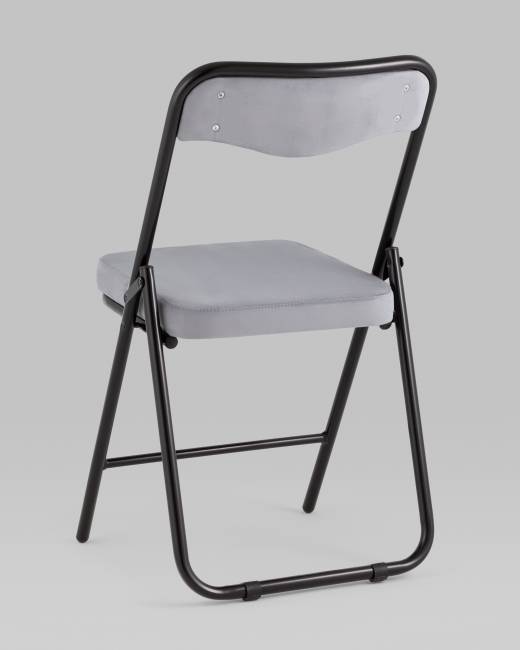Складной стул Джонни велюр серый каркас черный матовый