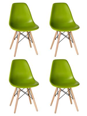 Набор 4 шт Стул обеденный DOBRIN DSW, ножки светлый бук, цвет салатовый (G-08)