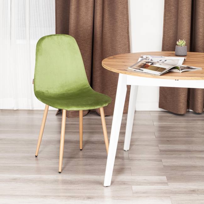 Стул Бриз/Breeze (мод.JSC-58)/2 шт. в упаковке велюр/металл, 44х53х86см, зеленый HLR54/натуральный (Комплект из 2 шт.) зеленый Велюр/металл