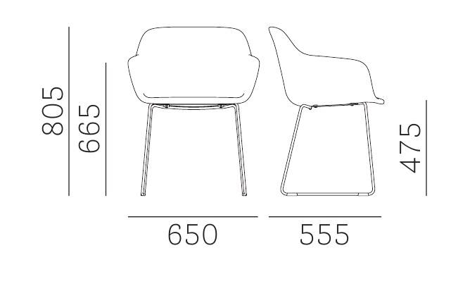 Кресло на полозьях с обивкой Babila XL 650х555х805 мм