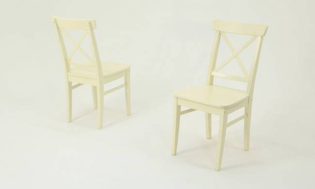 Стол Сканди М 100 слоновая кость со стульями Ингольф слоновая кость