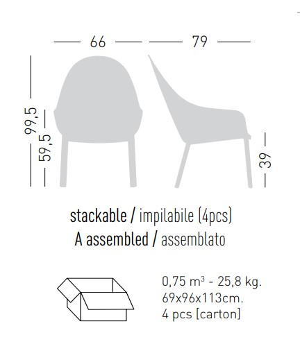 Лаунж-кресло пластиковое Gianet Lounge 660х790х995 мм