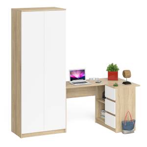 Шкаф Мори МШ-800 две дверки и стол компьютерный угловой МС-16 правый цвет дуб сонома/белый