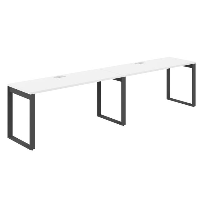 AG.173.WH.L.72.AN / Рабочая станция s-b-s 3200х600х750 / профиль О-образный: 70х20 антрацит; лючок: серебро; столешница: белый