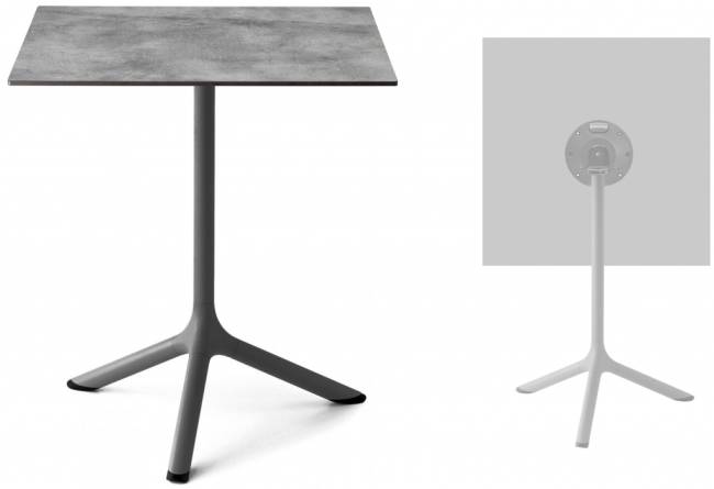 Стол ламинированный обеденный складной Tripe Folding антрацит, цементный 600х600х740 мм