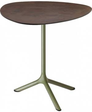 Стол ламинированный обеденный Tripe оливковый, кортен 640х640х740 мм