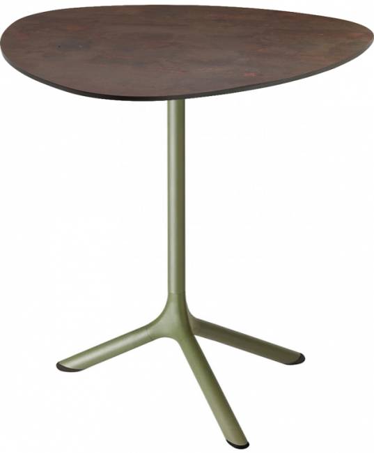 Стол ламинированный обеденный Tripe оливковый, кортен 640х640х740 мм