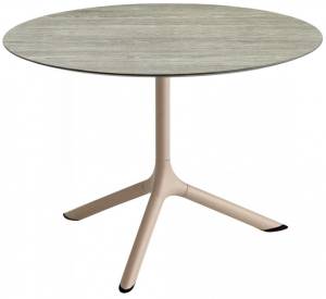 Столик ламинированный кофейный Tripe тортора, состаренный серый дуб Ø700х510 мм