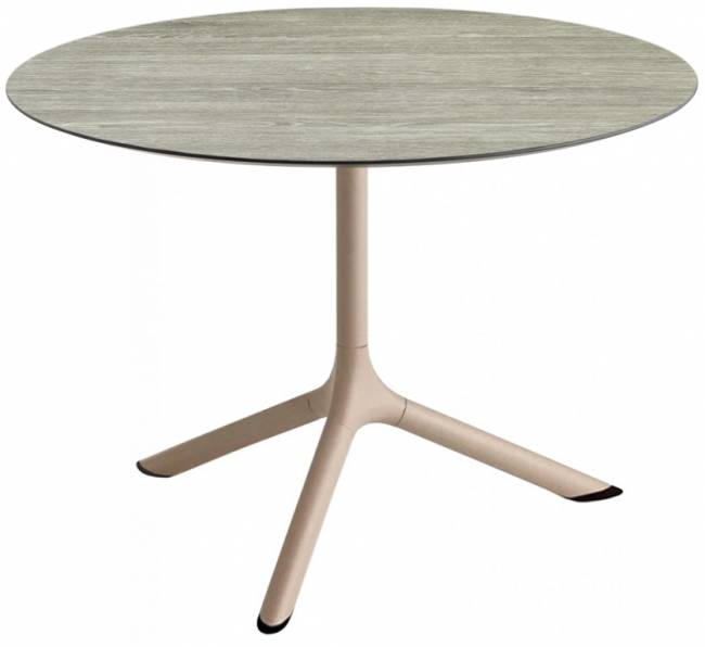 Столик ламинированный кофейный Tripe тортора, состаренный серый дуб Ø700х510 мм