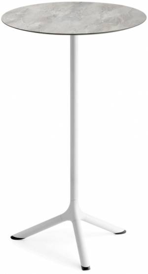 Стол ламинированный барный Tripe белый, каменный Ø600х1100 мм