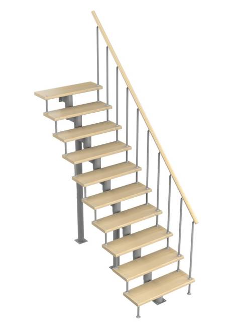 Модульная лестница Стандарт 2925-3055, Серый, Сосна, Крашеная, Без Ступений