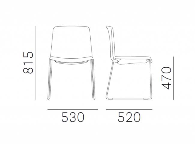 Стул с обивкой на полозьях Tweet античная латунь, серый 530х520х815 мм