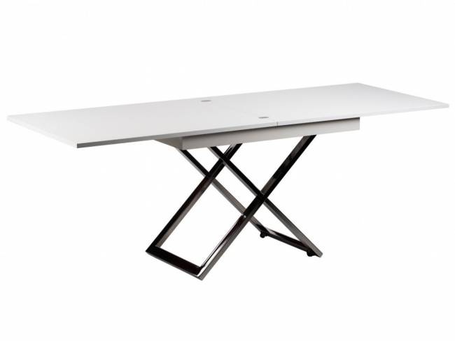 Стол-трансформер Левмар Cross G15/S79 белый глянец/ опоры нерж.сталь Стол-трансформер Левмар Cross G15/S79 белый глянец/ опоры нерж.сталь