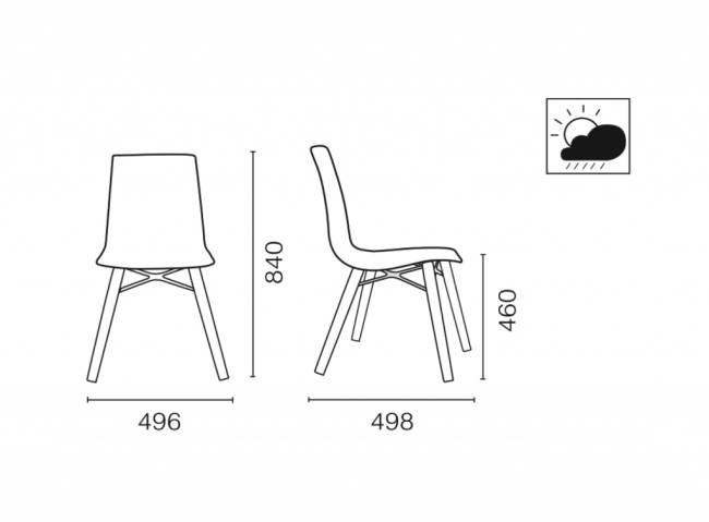 Стул пластиковый X-Treme-S Wox Iroko натуральный, белый 496х498х840 мм